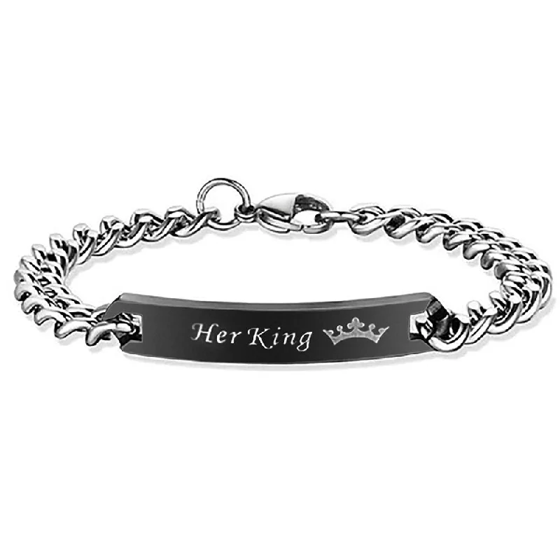 ladies-handmade-rigid-link-bracelets-Mahi Rhodium Plated Glamorous Her King Love Bracelet