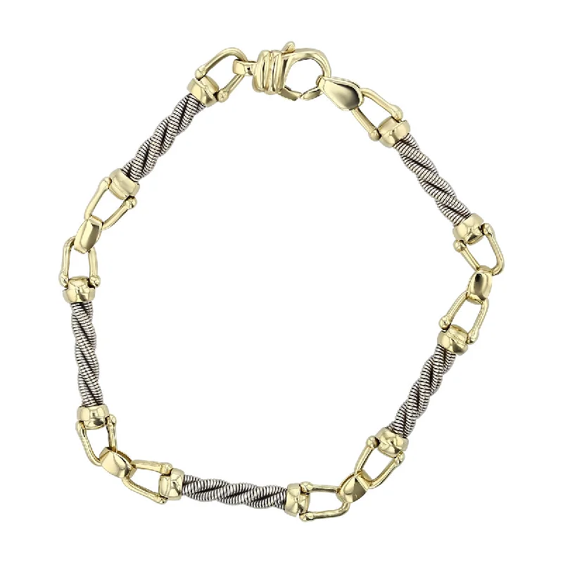 ladies-sterling-silver-multi-strand-bracelets-Two-Tone 14K Gold Twist Rope Link Bracelet