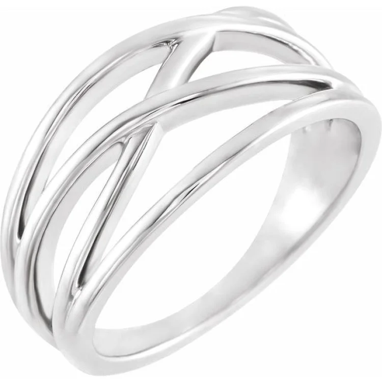 Ladies rings with braid designs -Sterling Silver Criss-Cross Ring