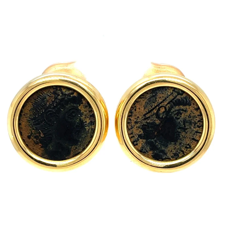 Ladies earrings with orb elegance -Bulgari Certified Monete Gold Rare Ancient Coin Earrings