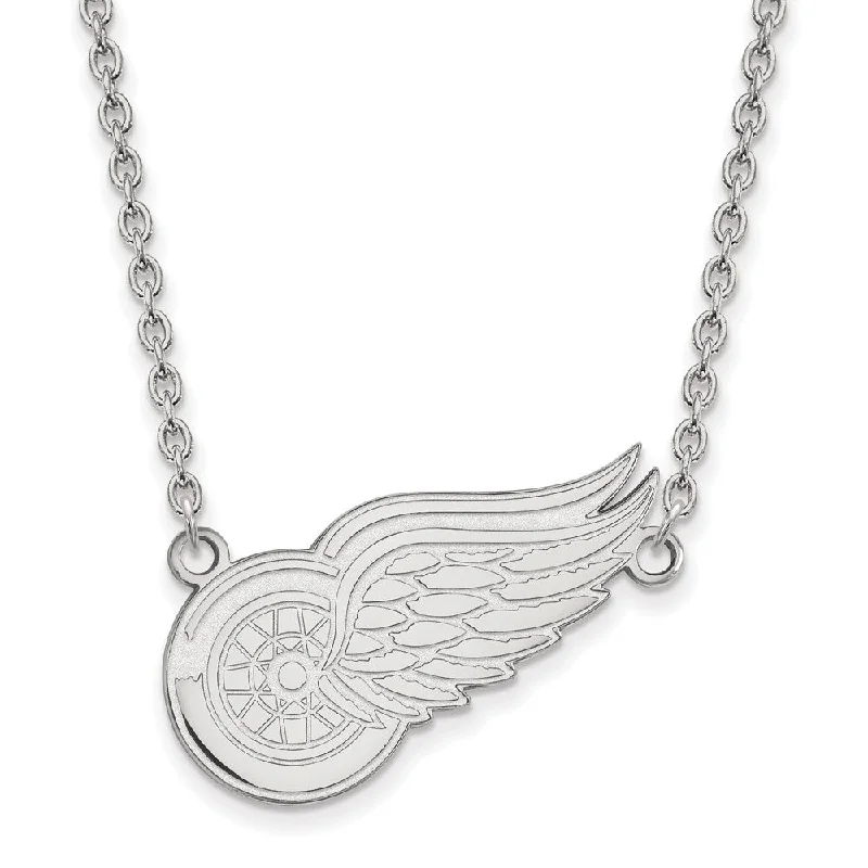 ladies-unique-crystal-necklaces-Sterling Silver NHL Detroit Red Wings Large Necklace, 18 In