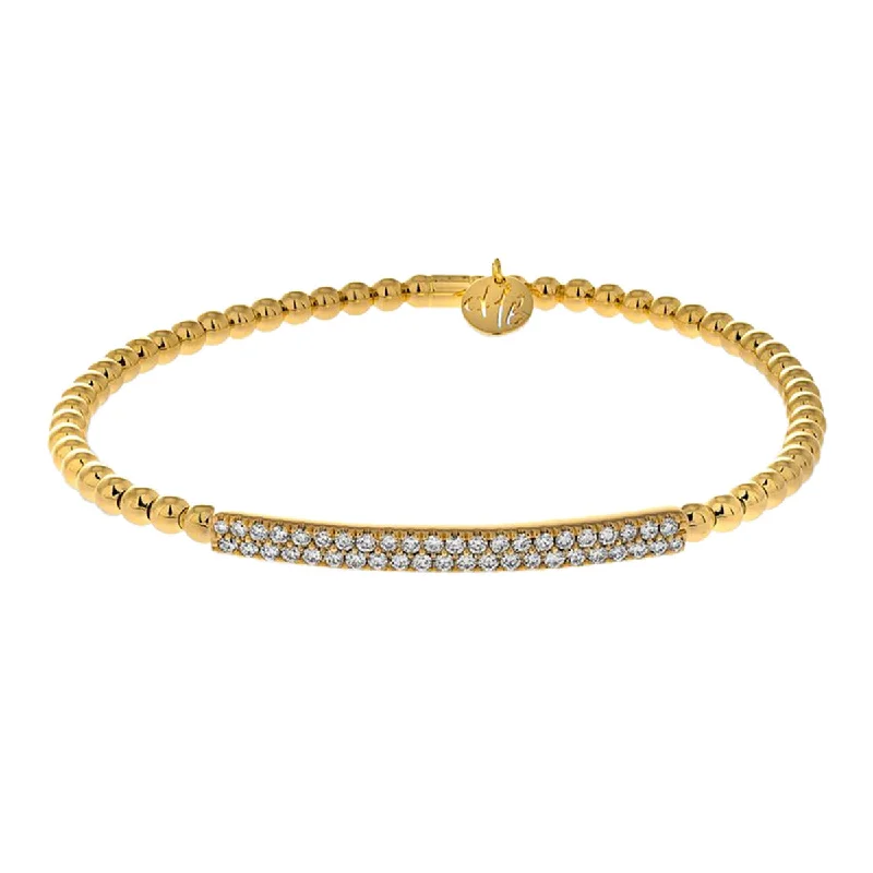 ladies-wraparound-pearl-bracelets-Tresore Stretch Bracelet with Diamond Flat Bar