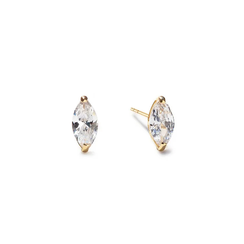 Ladies earrings for retreat elegance -Marquise Stud Earrings