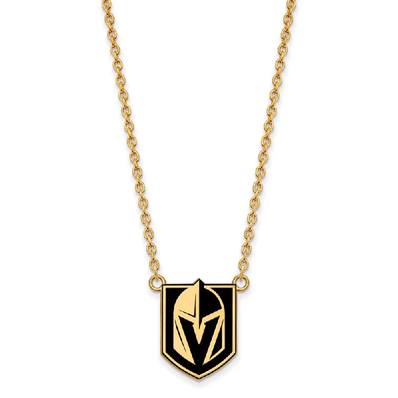 ladies-artisan-bar-pendant-necklaces-SS 14k Yellow Gold Plated NHL Golden Knights LG Epoxy Necklace, 18 In