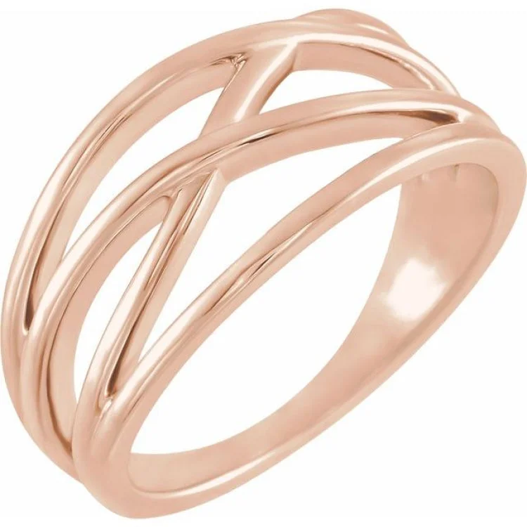 Ladies rings for meadow charm -14K Rose Criss-Cross Ring