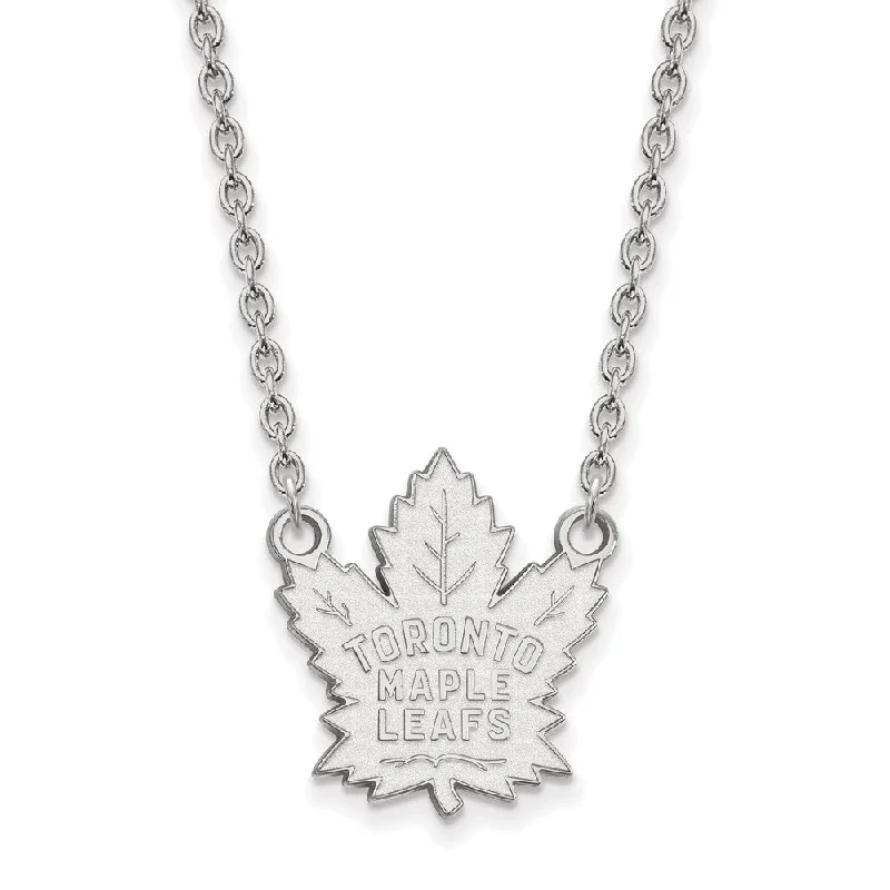 ladies-unique-multi-strand-necklaces-Sterling Silver NHL Toronto Maple Leafs Large Necklace, 18 Inch