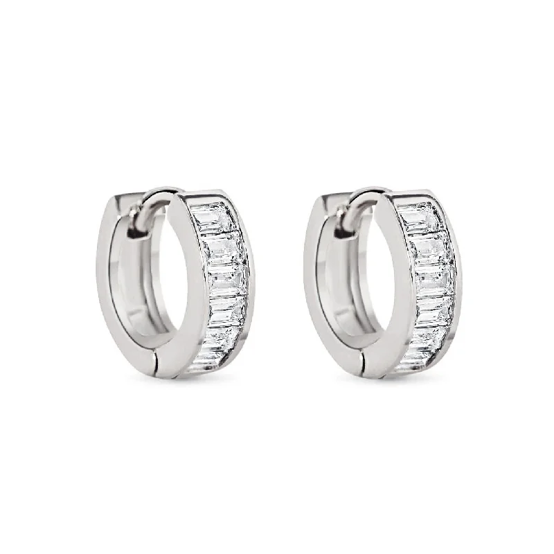 Ladies earrings simple elegance -Thick Baguette Huggie Earrings