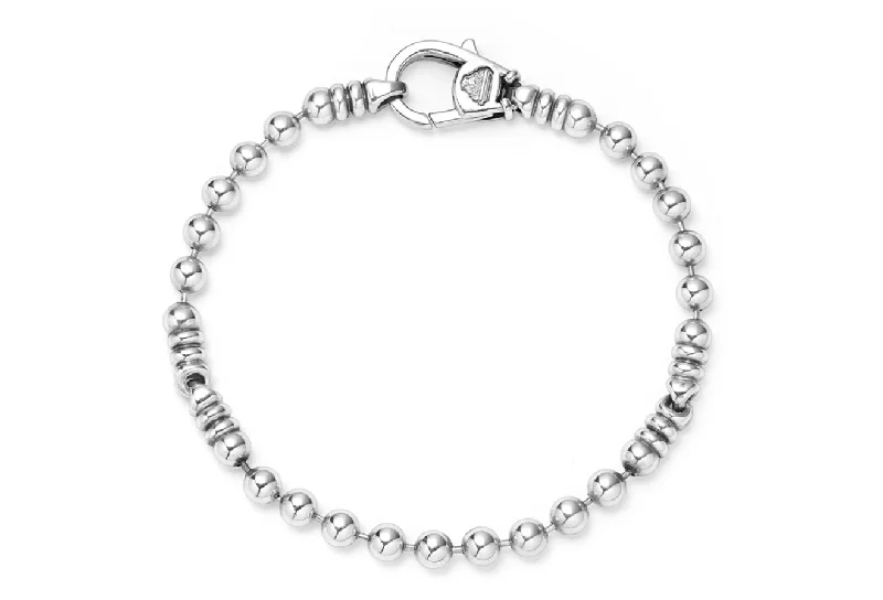 ladies-pearl-diamond-bracelets-Anthem Ball Chain Two Station Chain Bracelet in Sterling Silver, Size 8