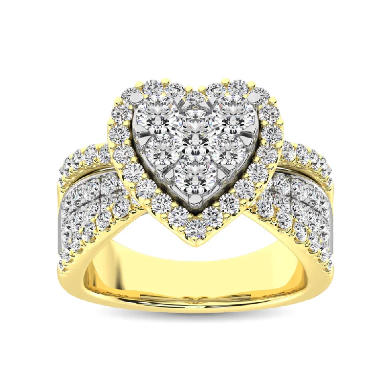 Ladies wedding rings for beach weddings -Diamond 1 Ct.Tw. Heart Engagement Ring in 14K Two Tone Gold