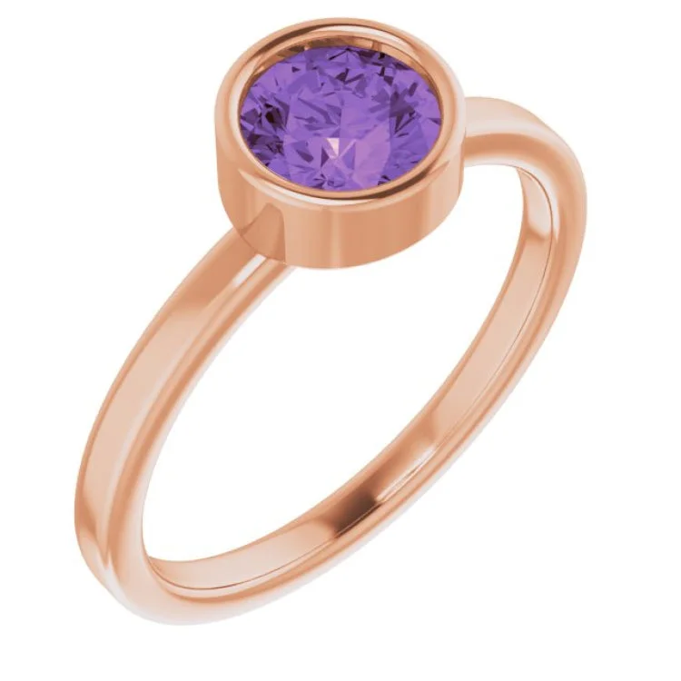 Ladies rings with sail motifs -14K Rose 6 mm Natural Amethyst Ring