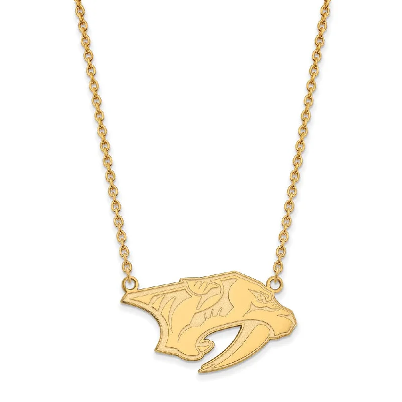 ladies-star-bar-pendant-necklaces-SS 14k Yellow Gold Plated NHL Nashville Predators LG Necklace, 18 Inch