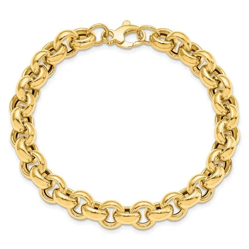 ladies-modern-multi-strand-bracelets-14k Yellow Gold Rolo Link Bracelet 7.5 inches LF839-7.5