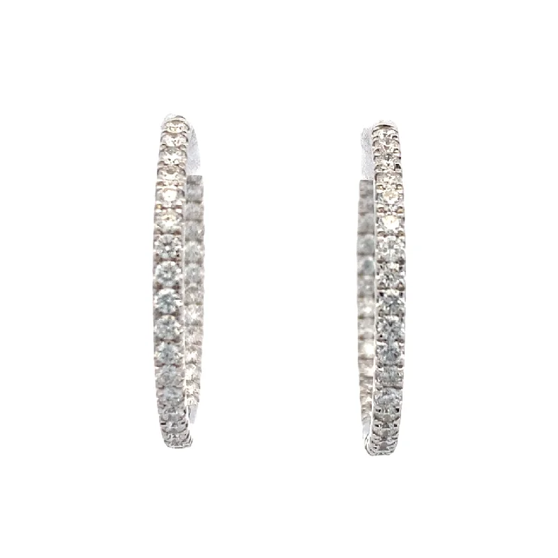 Ladies earrings city flair -2ctw INSIDE/OUTSIDE DIAMOND HOOP EARRINGS IN WHITE GOLD