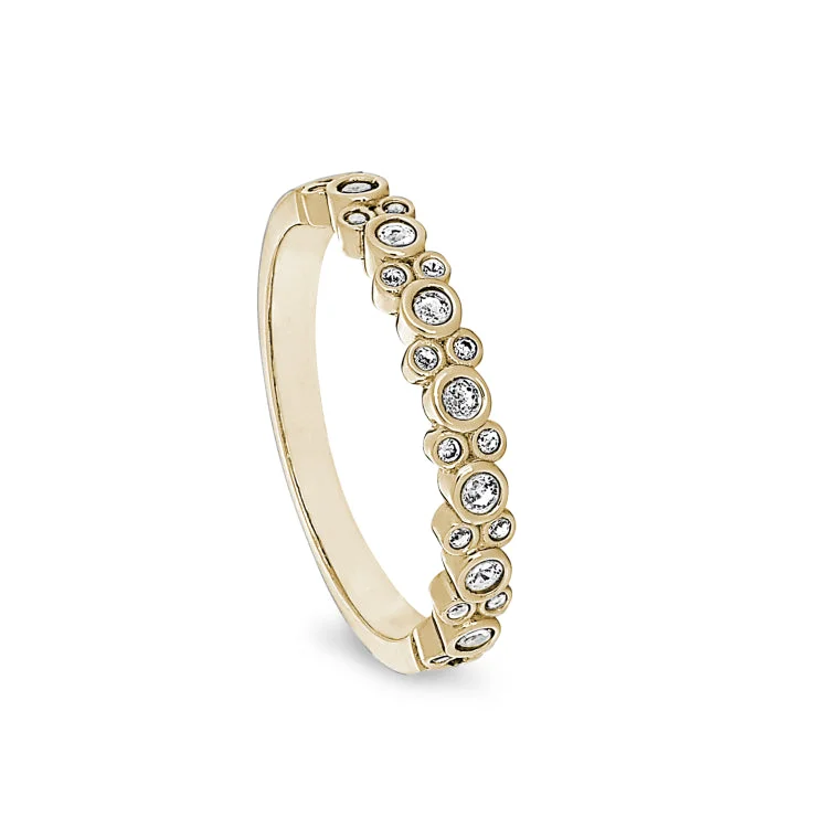 Ladies rings with star elegance -Gold Finish Sterling Silver Bubbles Ring with Simulated Diamonds