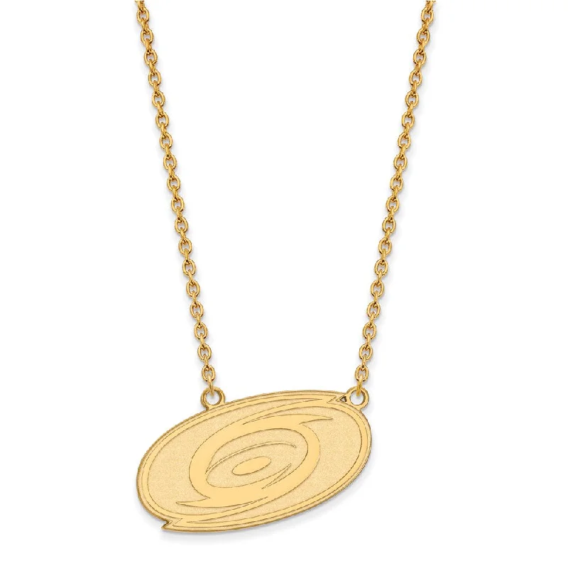 ladies-artisan-bar-pendant-necklaces-10k Yellow Gold NHL Carolina Hurricanes Large Necklace, 18 Inch