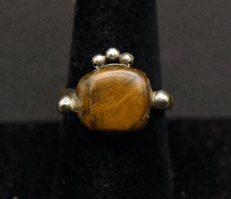 Ladies rings vintage shine -Vintage Handmade Tiger's Eye Ring - Size 9.5