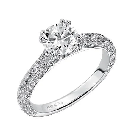 Ladies wedding rings artisan crafted -Lady's White 14 Karat Engagement Ring Size 6.5 With 13=0.06Tw Round Diamonds