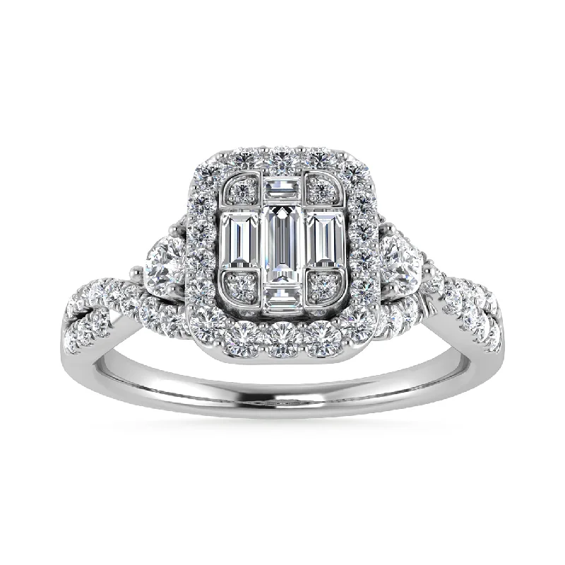 Ladies wedding rings with colt settings -Diamond 3/8 Ct.Tw. Engagement Ring in 14K White Gold