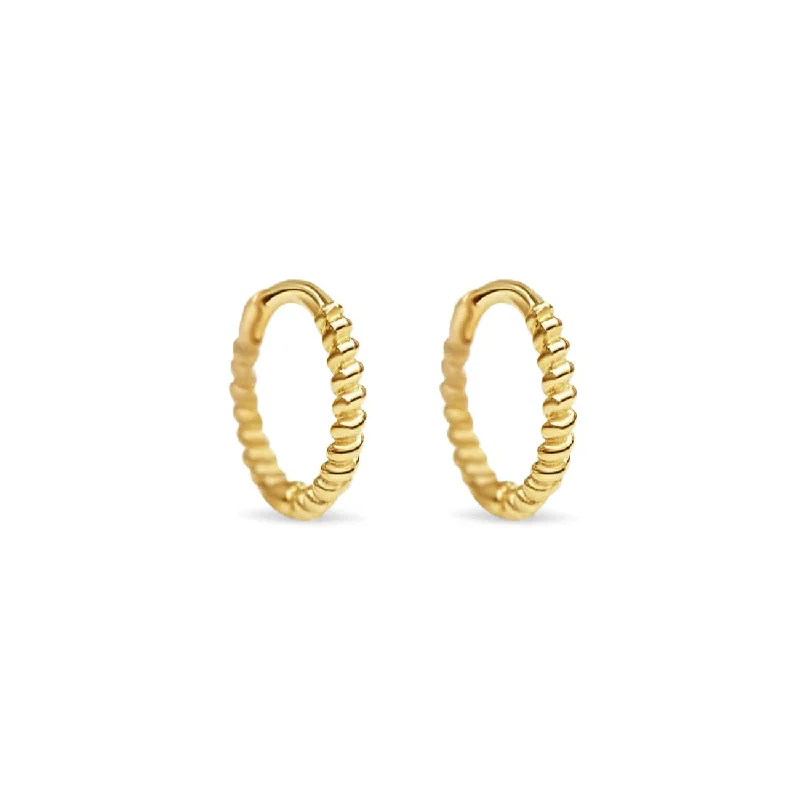 Ladies earrings for elegant wardrobes -Small Rope Huggie Earrings