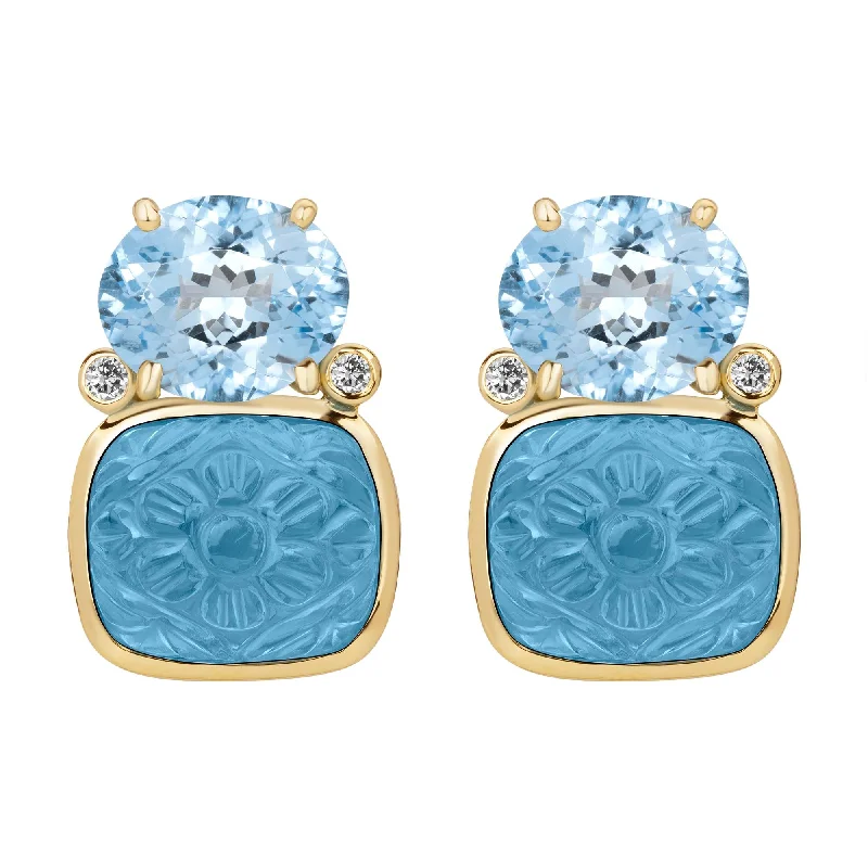 Ladies earrings for peak vibes -Earrings - Blue Topaz And Diamond