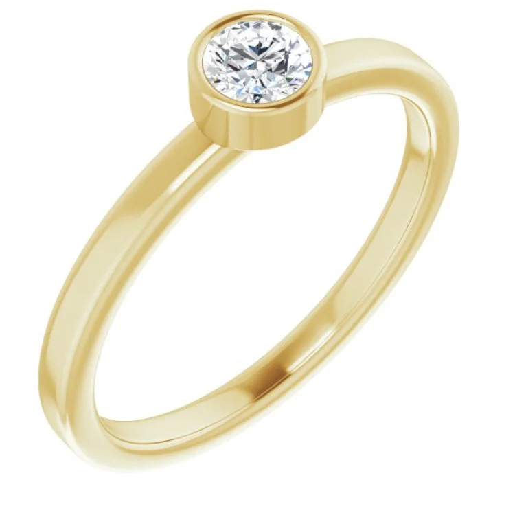 Ladies rings with cat shine -14K Yellow 4 mm Natural White Sapphire Ring