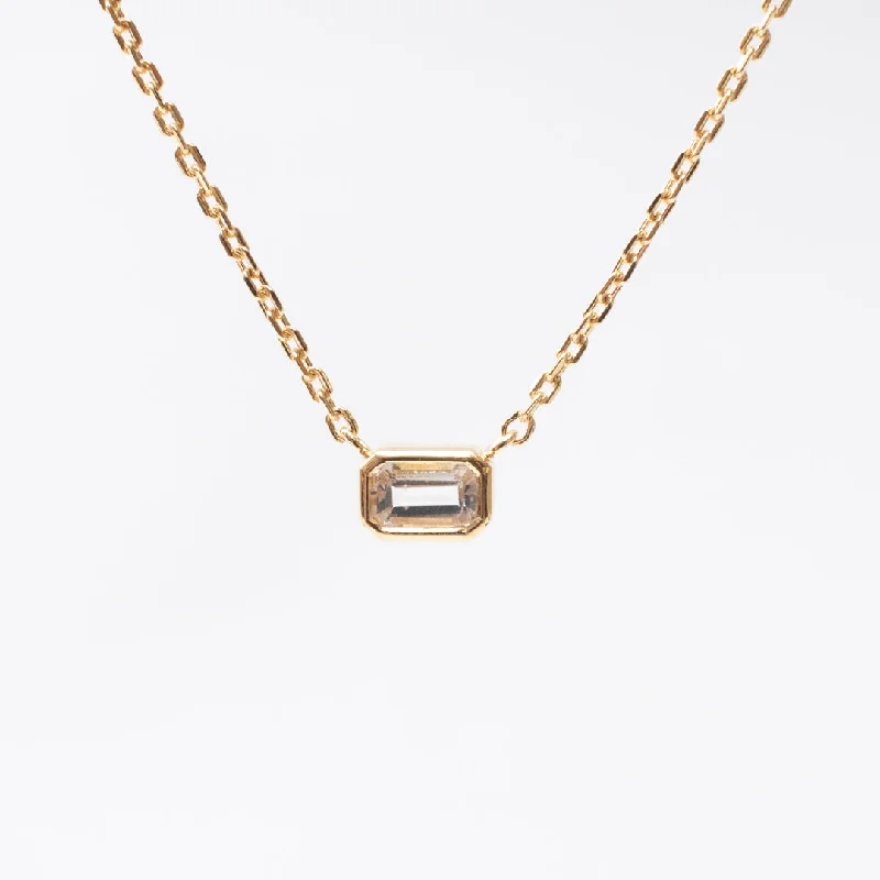 ladies-gift-y-drop-necklaces-Gold Vermeil & White Topaz Octagon Shaped Necklace