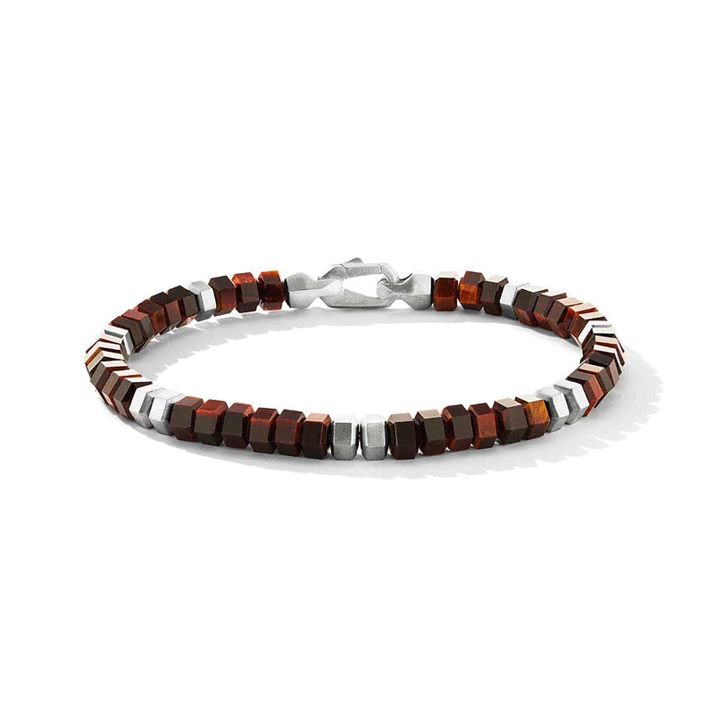 ladies-rigid-link-pearl-bracelets-Hex Bead Bracelet with Tiger's Eye