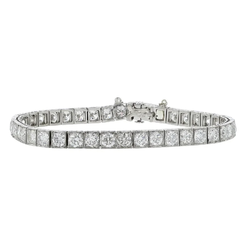 ladies-statement-leather-wrap-bracelets-Tiffany and Co. Platinum Diamond Tennis Bracelet