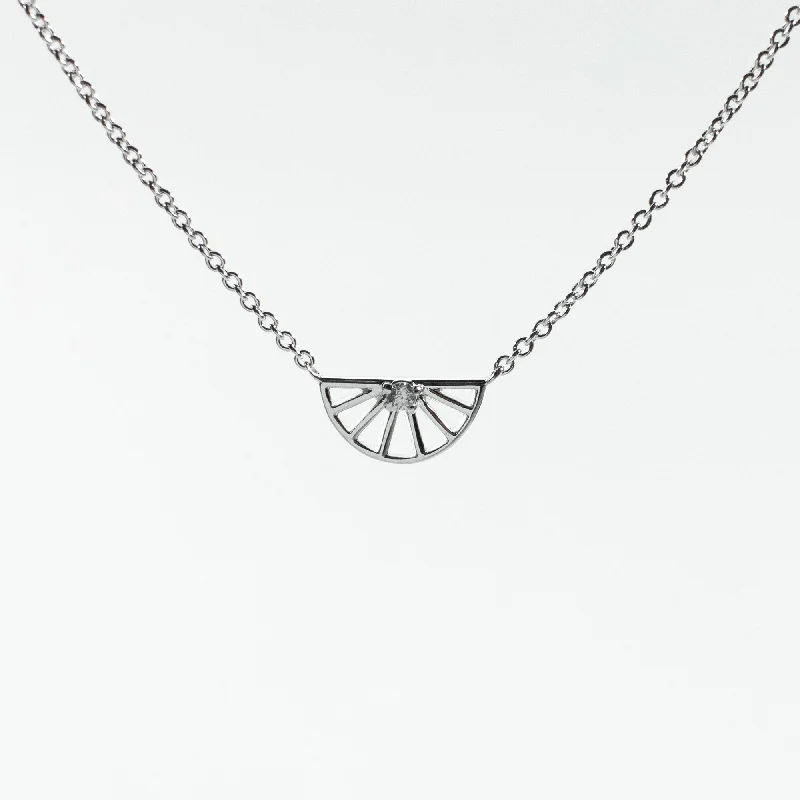 ladies-fashion-bar-pendant-necklaces-Silver Half Wheel Shaped Necklace