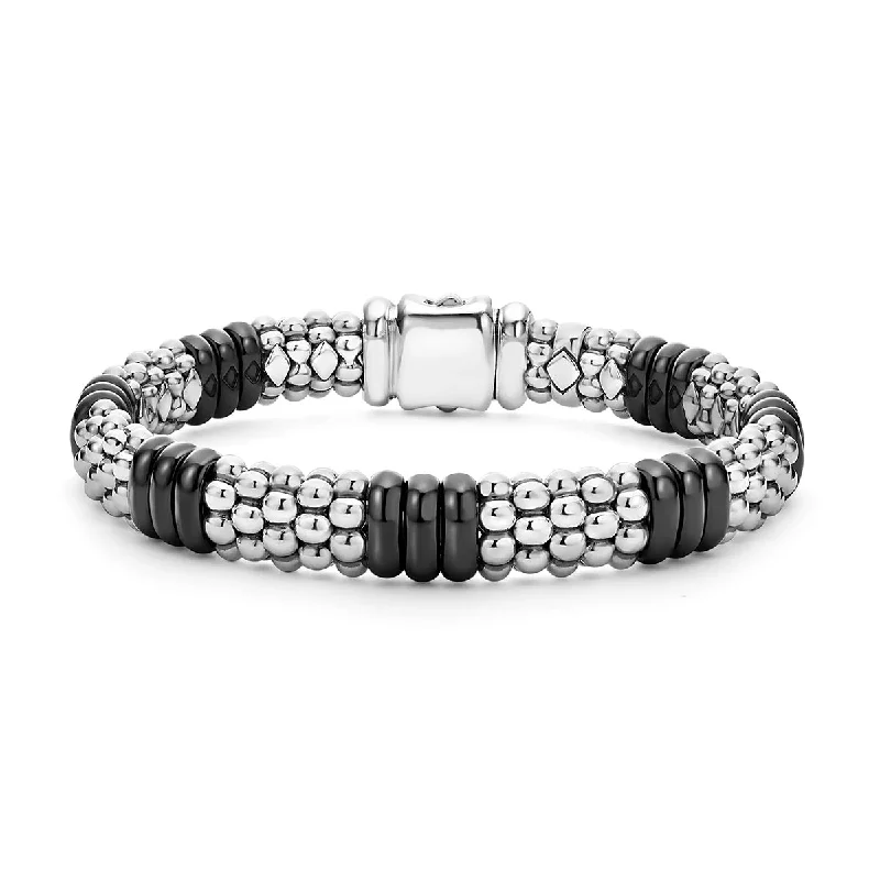 ladies-sterling-silver-leather-wrap-bracelets-Ceramic Caviar Beaded Bracelet