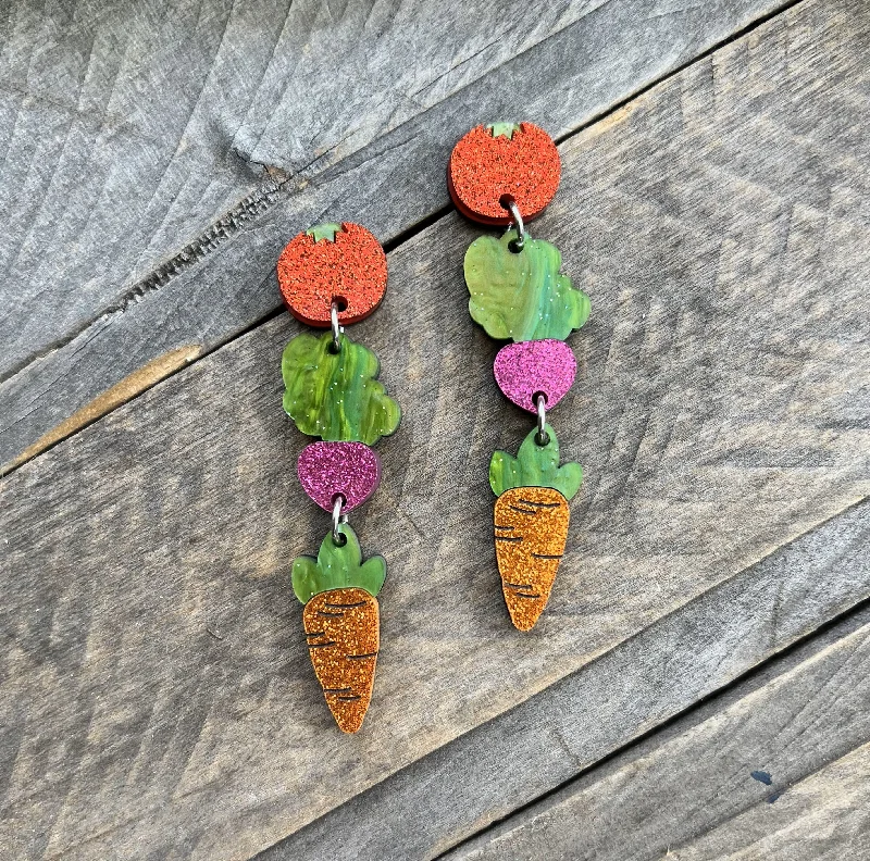 Ladies earrings with swim shine -Veggie Dangle Earrings