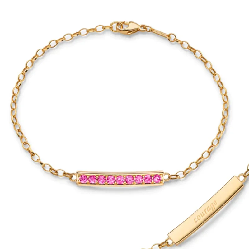 ladies-rigid-link-diamond-bracelets-Pink Sapphire Courage Petite Poesy Bracelet