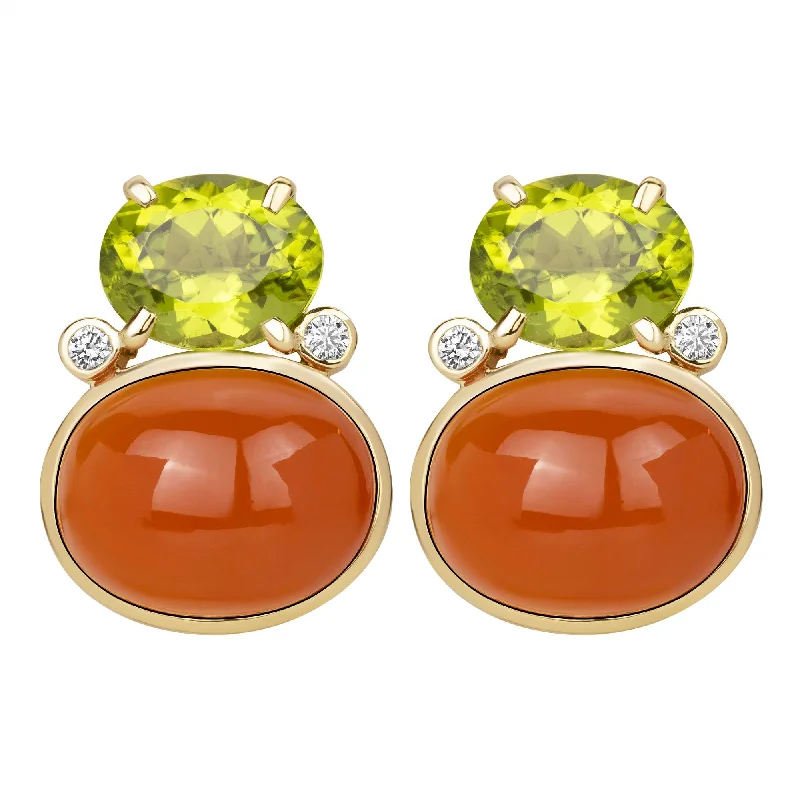 Ladies earrings with scale shine -Earrings - Peridot, Cornellian And Diamond