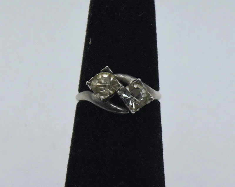 Ladies rings 24k white gold -McGrath-Hamin - Vintage Sterling Silver and Rhinestone Ring - Size 4.25