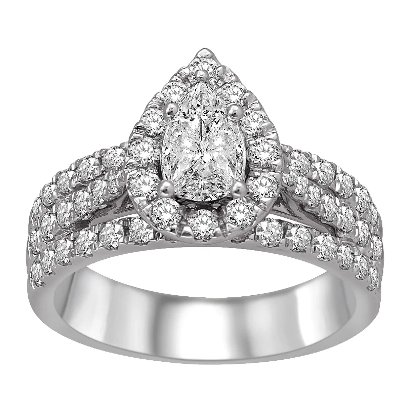 Ladies wedding rings with frost zircon -14K White Gold 1 1/2 Ct.Tw.Diamond Engagement Ring