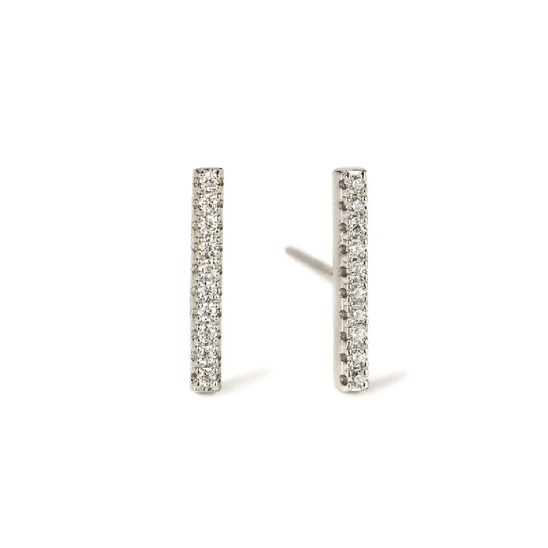 Ladies earrings with ash opal -Pavé Bar Stud Earrings