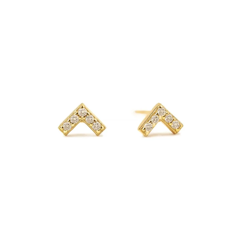 Ladies earrings bold shine -Tiny Chevron Stud Earrings