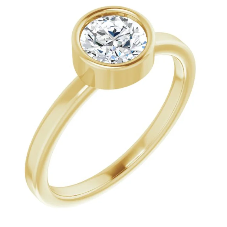 Ladies rings woven shine -14K Yellow 6 mm Natural White Sapphire Ring