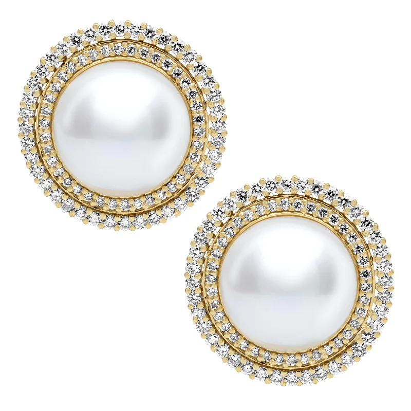 Ladies earrings quirky shine -Earrings - Fresh Water Pearl And Diamond