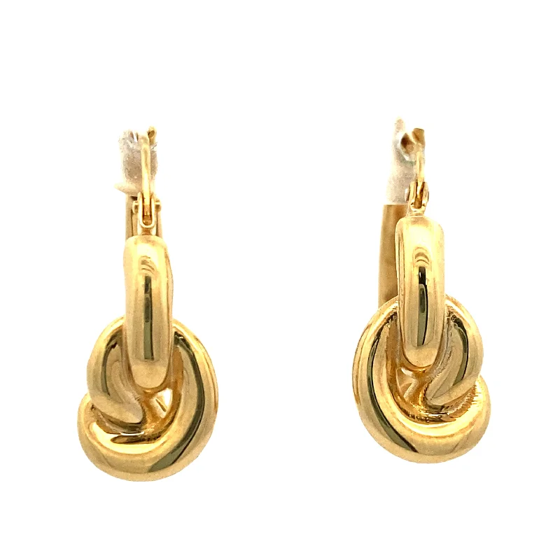 Ladies earrings fine shine -Love Knot Hollow Hoop Earrings in Yellow Gold