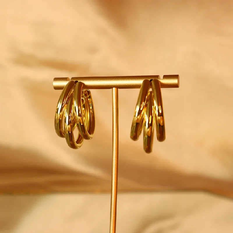 Ladies earrings lustrous shine -Idowu 18ct gold plated Copper hoop earrings