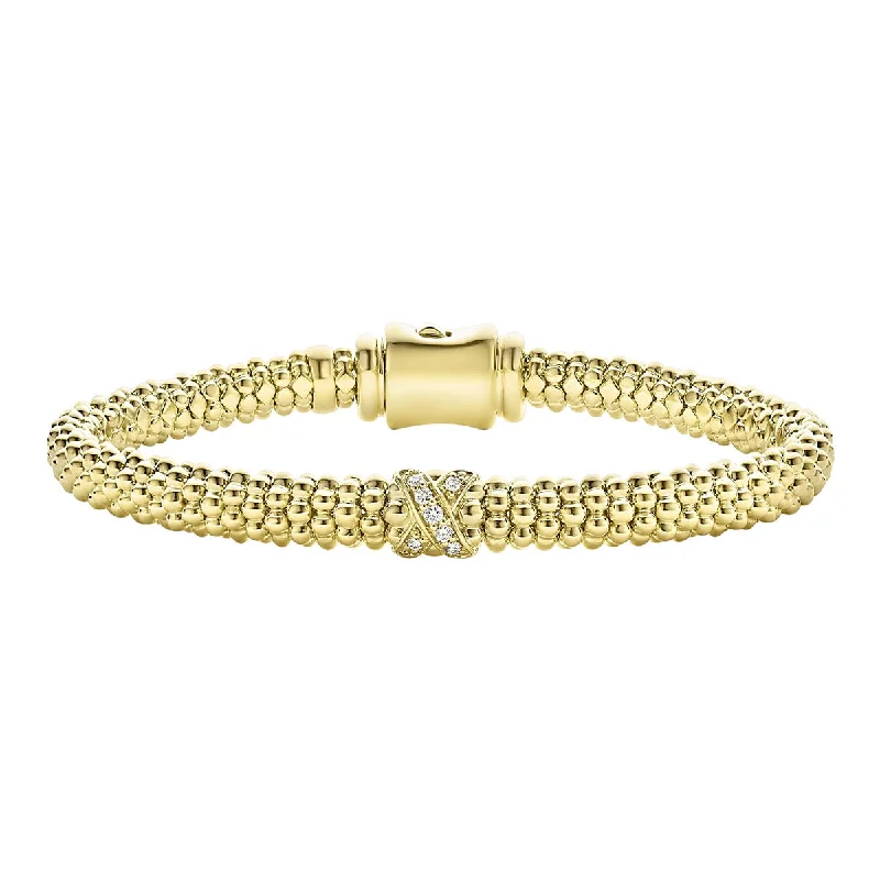 ladies-rustic-slider-bracelets-18K Gold X Diamond Caviar Bracelet