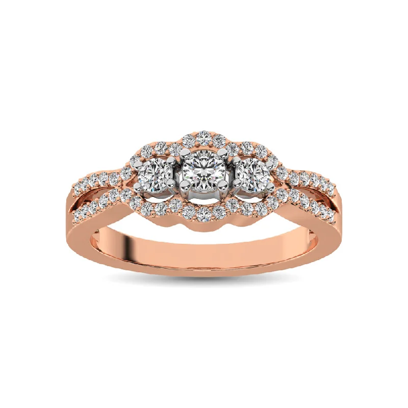 Ladies wedding rings with jade prehnite -14K Rose Gold 1/2 Ct.Tw. Diamond Engagement Ring