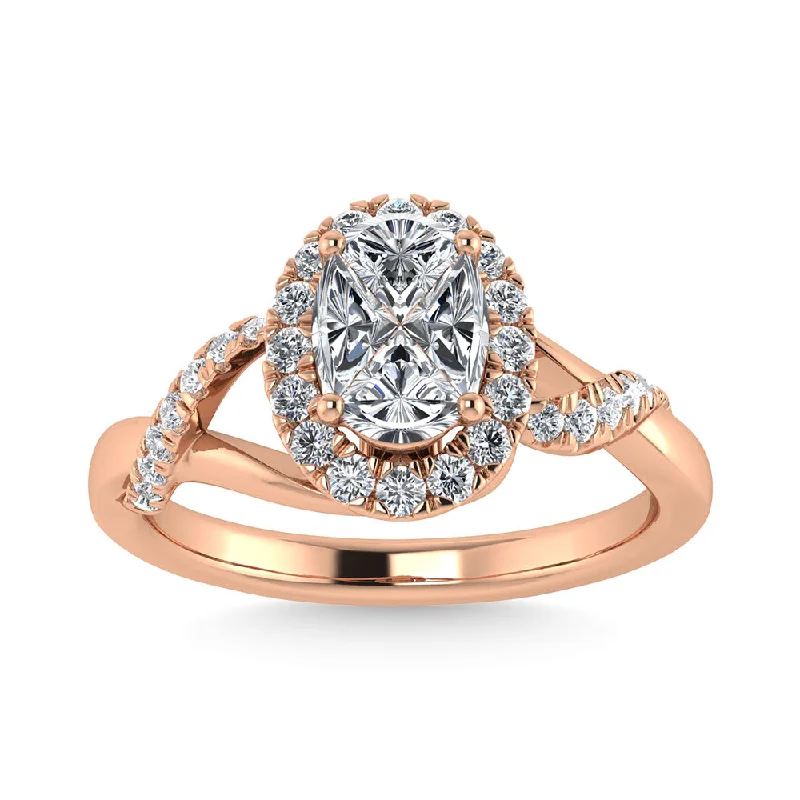 Ladies wedding rings for sweet unions -Diamond 1/2 Ct.Tw. Engagement Ring in 14K Rose Gold