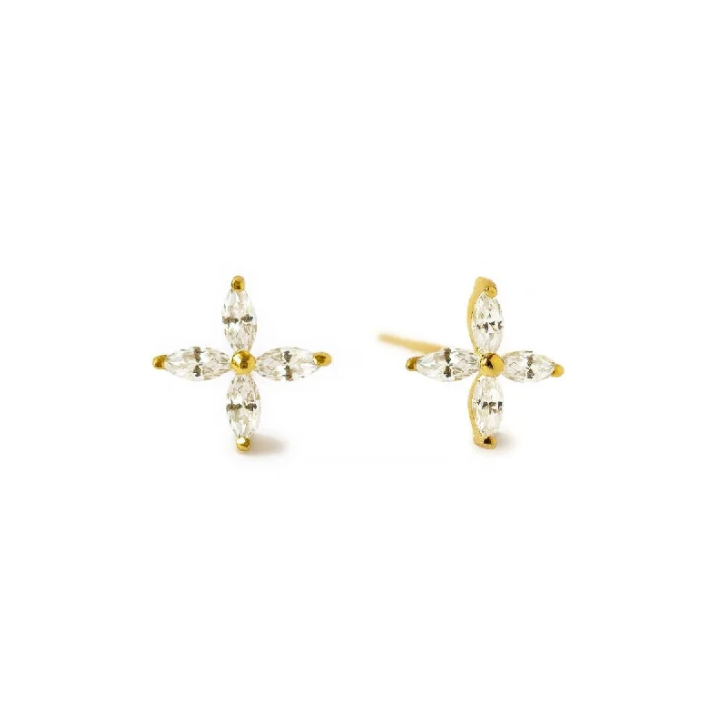 Ladies earrings with acrylic charms -Fleur Stud Earrings