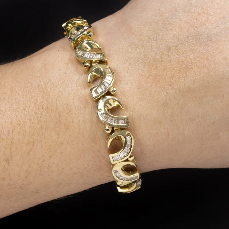 ladies-rustic-slider-bracelets-5ct DIAMOND 14k YELLOW GOLD VINTAGE BRACELET 31.7gm RETRO ESTATE SWIRL HANDMADE