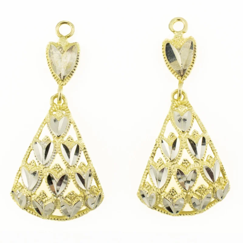 Ladies earrings for fearless charm -Gold Drop Earring Jackets in 14K Two-Tone Gold - 2.8 Grams