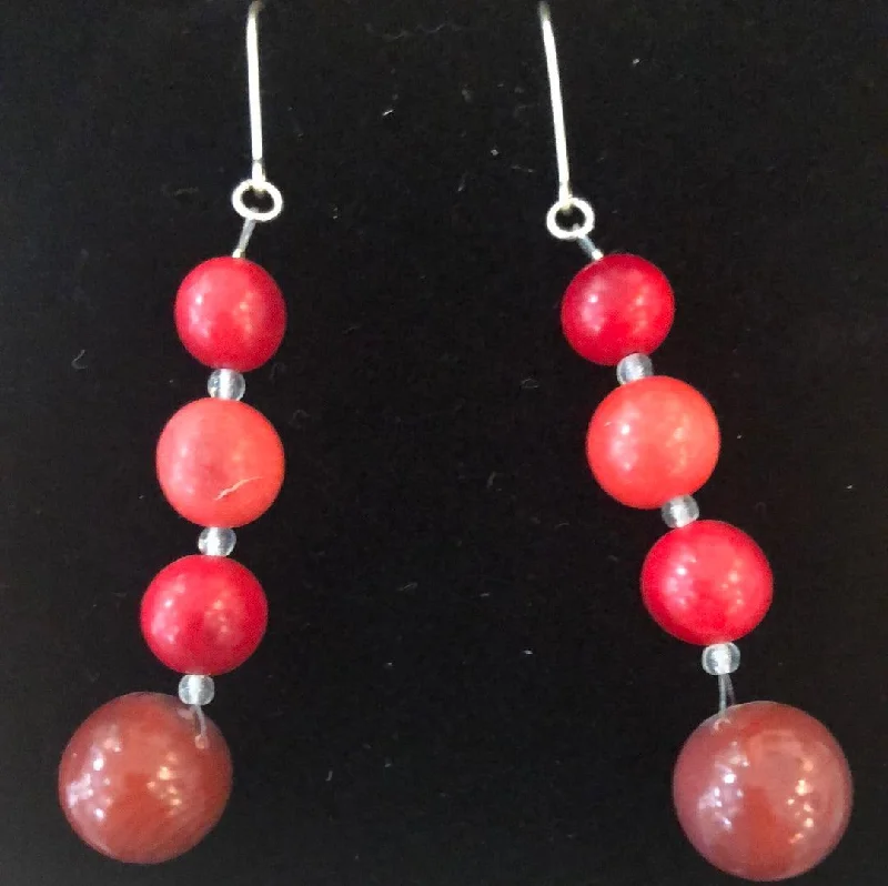 Ladies earrings for dream vibes -Tagua TAHAA Earrings Red Trio