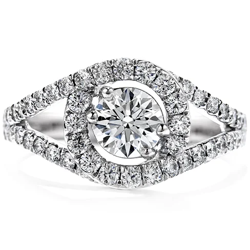 Ladies wedding rings with dew settings -Hearts On Fire Endeavor Diamond Engagement Ring