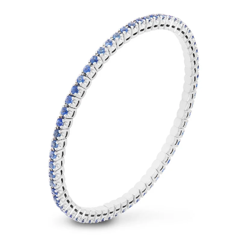 ladies-unique-rigid-link-bracelets-Stretch Bracelet with Blue Sapphires